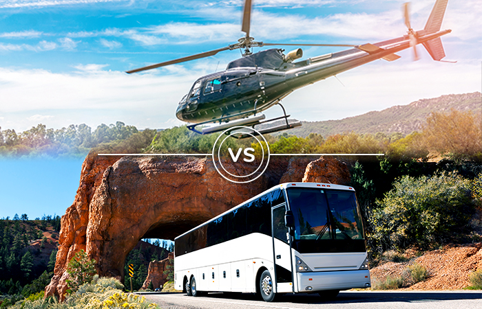 bus tour vs helicopter tour