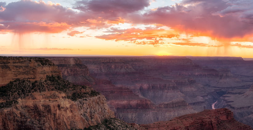 The Grand Canyon at dusk. 