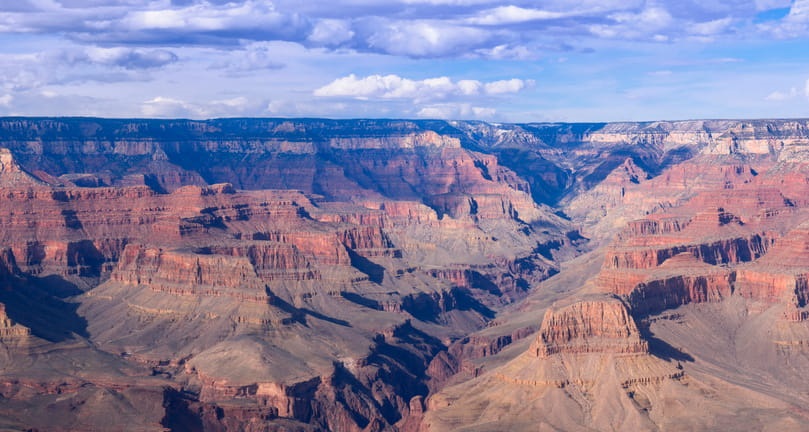 An aerial view of the Grand Canyon. 